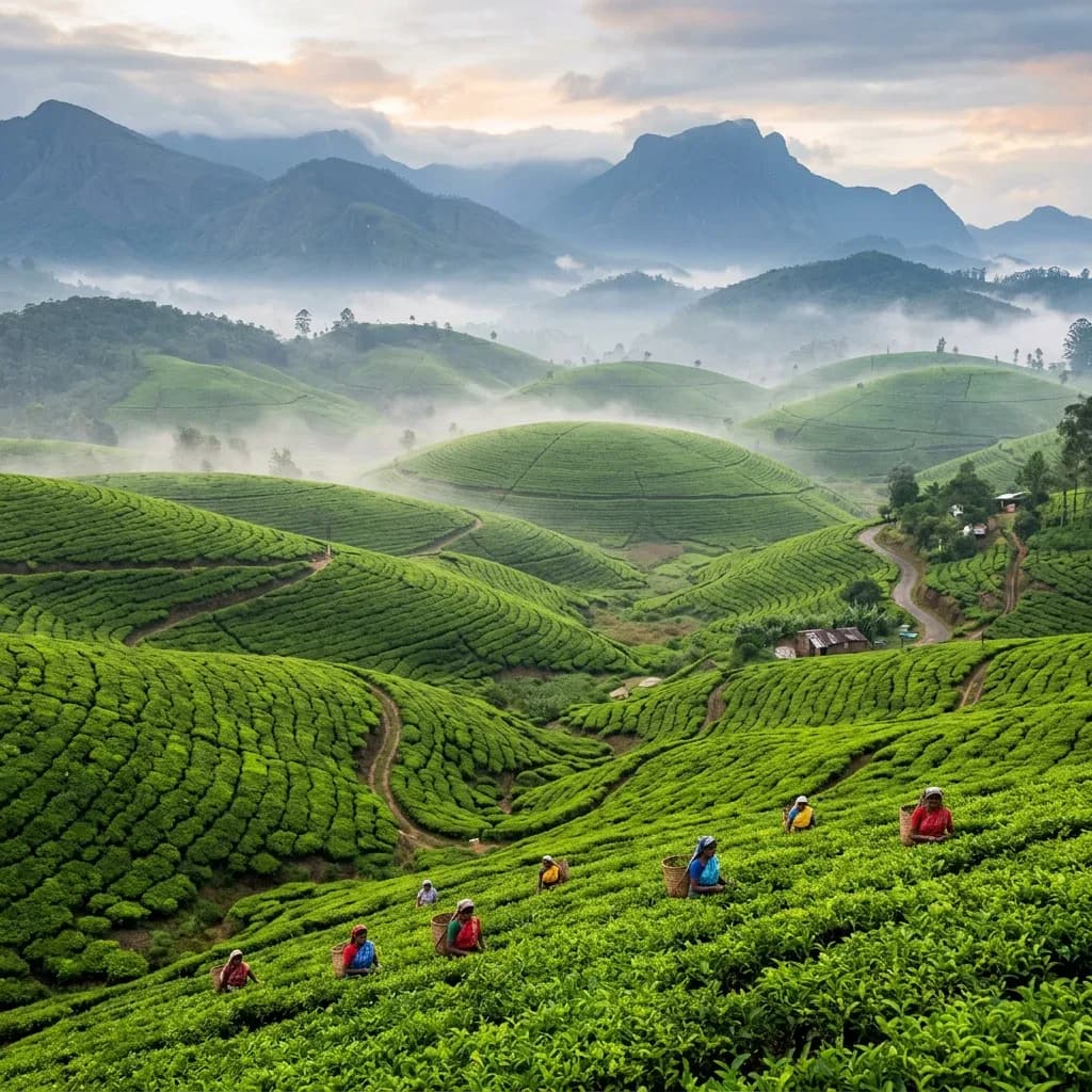 Lush green tea plantation in Sri Lanka