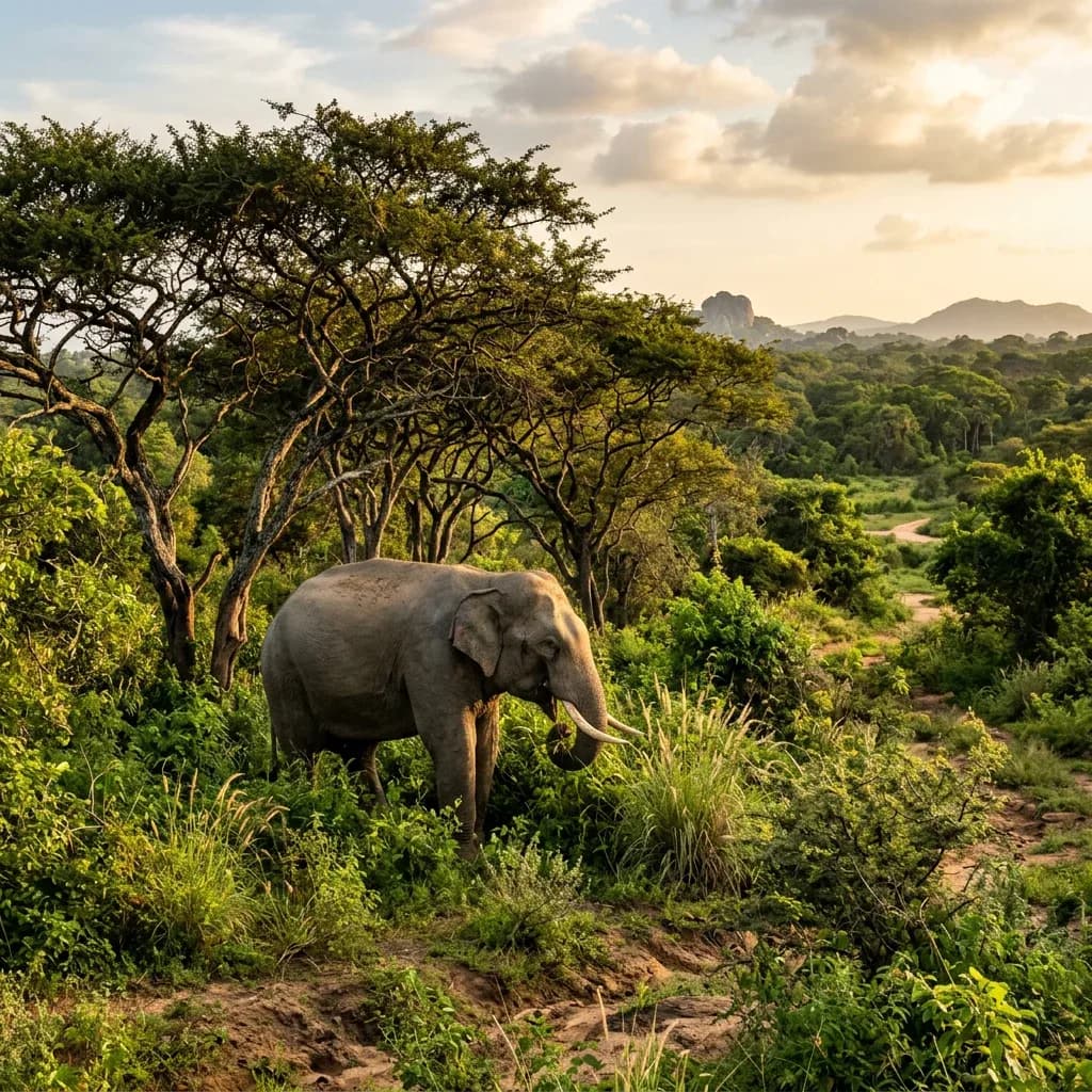 Majestic elephant in the wild savanna