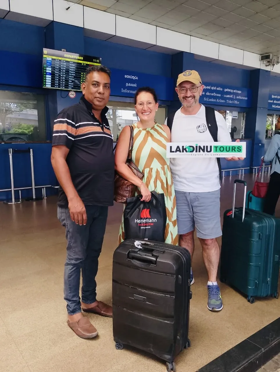 Private driver greeting tourists upon arrival at Bandaranaike International Airport.