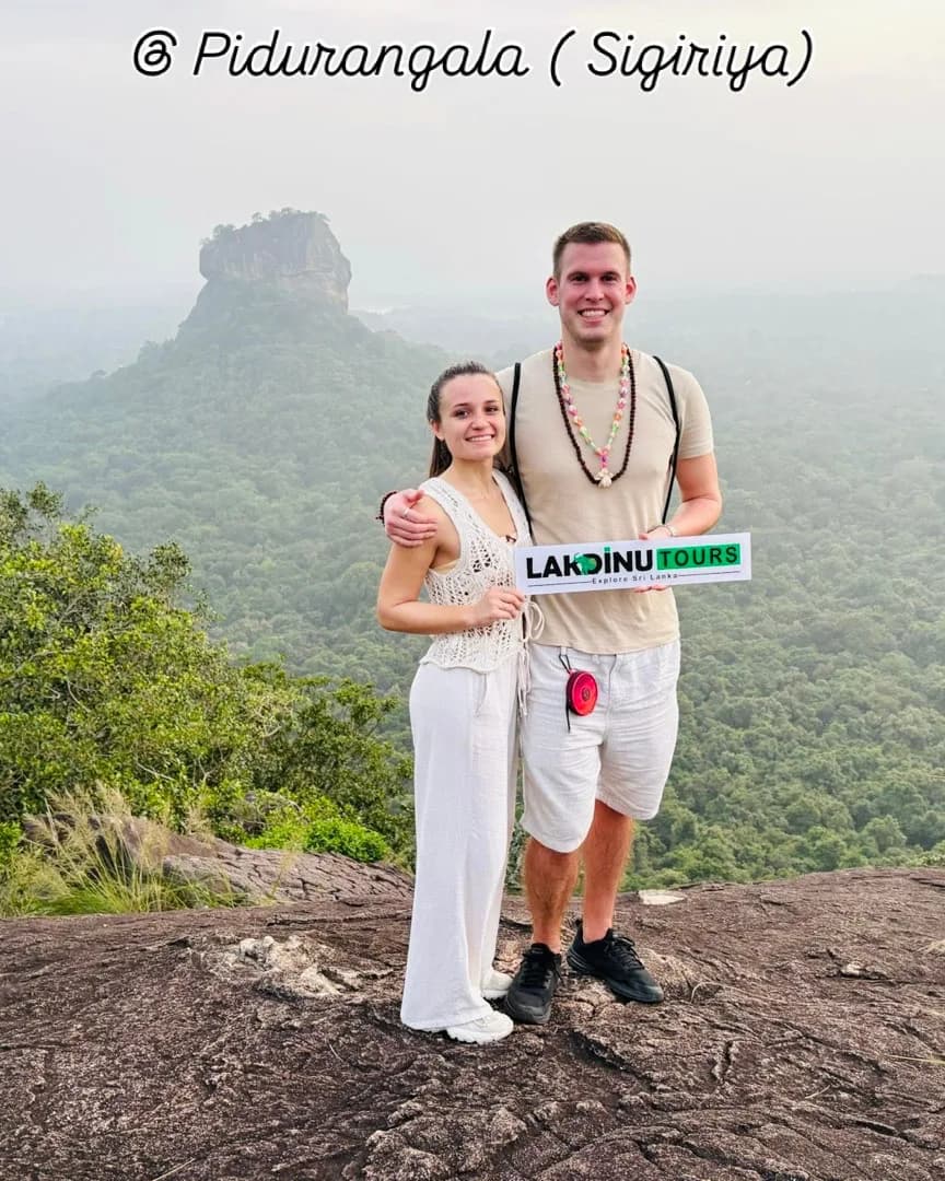 Scenic view of Sigiriya Rock from Pidurangala summit during a private Sri Lanka tour.