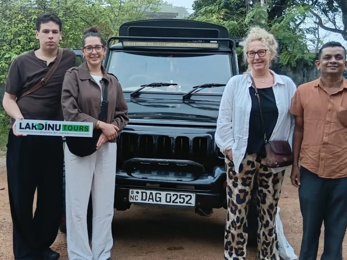 Tourists enjoying a Yala National Park safari during a private driver tour in Sri Lanka.