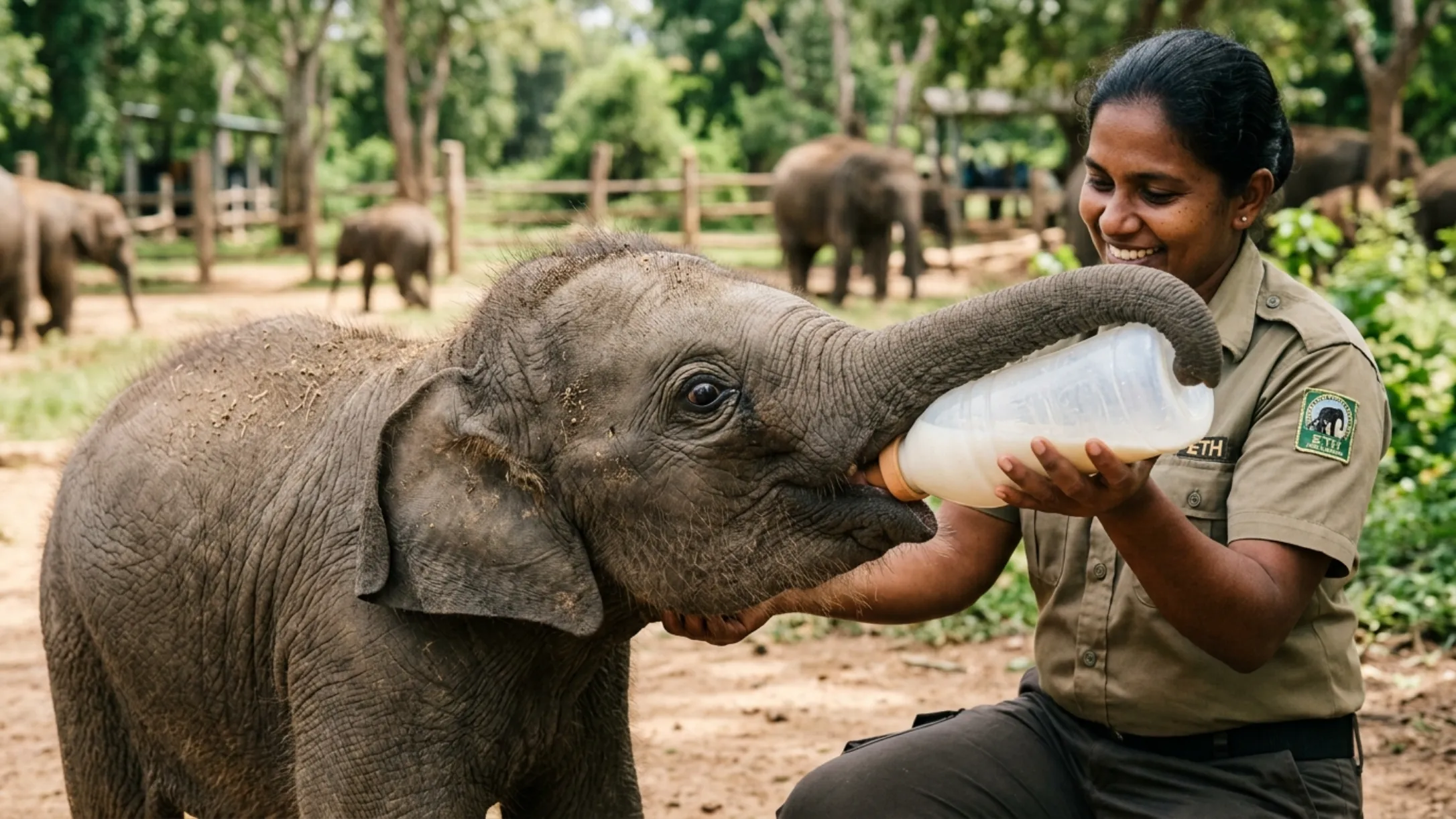 Private driver welcoming a family at Bandaranaike International Airport in Sri Lanka.